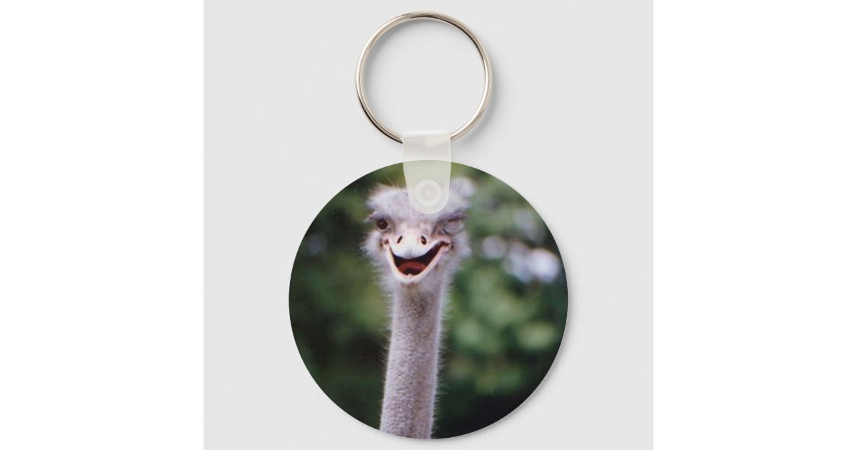 Ostrich Winking - Funny Keychain | Zazzle