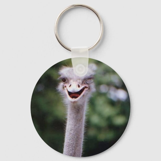 Ostrich Winking - Funny Keychain (Front)