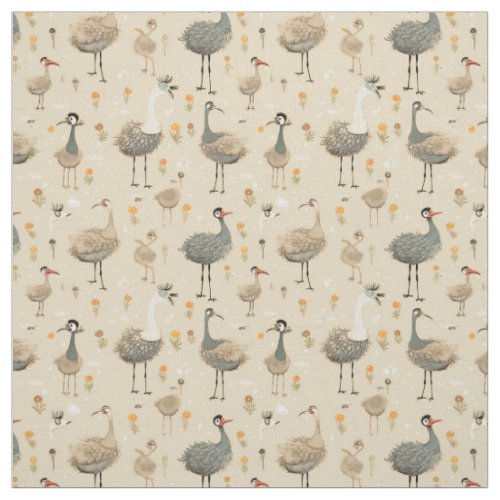 Ostrich Wonders Whimsy Ostrich Fabric