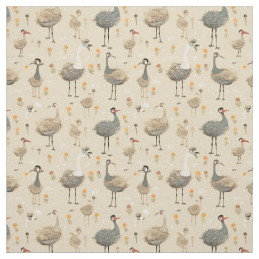 Ostrich Wonders: Whimsy Ostrich Fabric