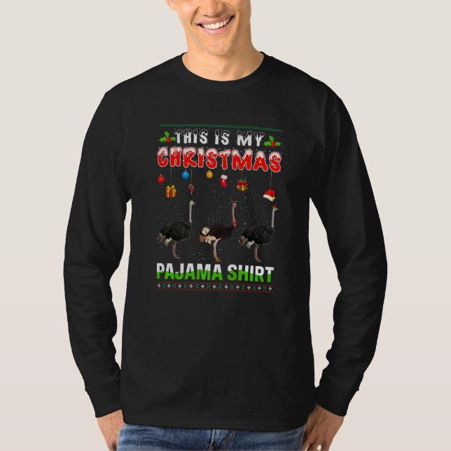 Ostrich Xmas Animals Squad This Is My Christmas Pa T-Shirt (Front)