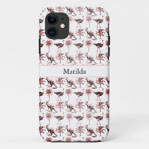 Ostriches and kangaroos, customizable  iPhone 11 case