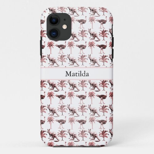 Ostriches and kangaroos customizable  iPhone 11 case