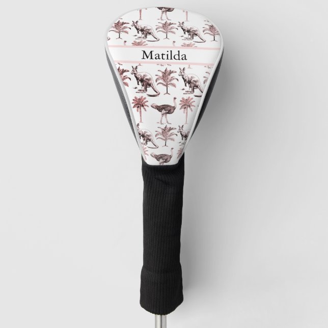 ostriches, kangaroos and palm trees customizable  golf head cover (Front)