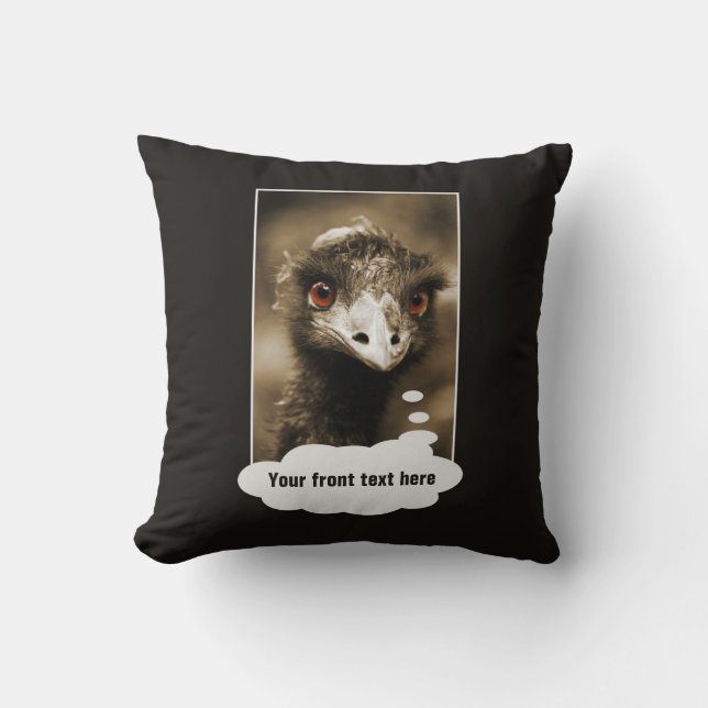 Ostriches Look custom text throw pillow (Front)