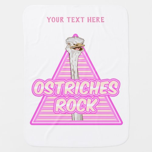 Ostriches Rock Funny 80s ostrich Baby Blanket