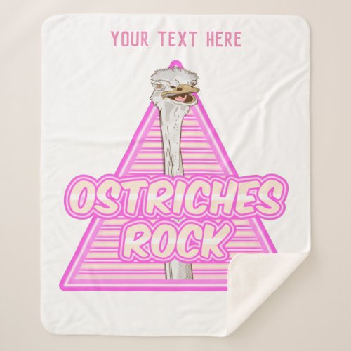 Ostriches Rock Funny 80s ostrich Sherpa Blanket
