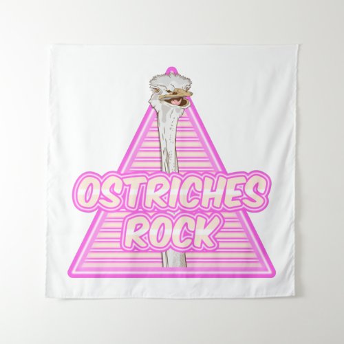 Ostriches Rock Funny 80s ostrich Tapestry