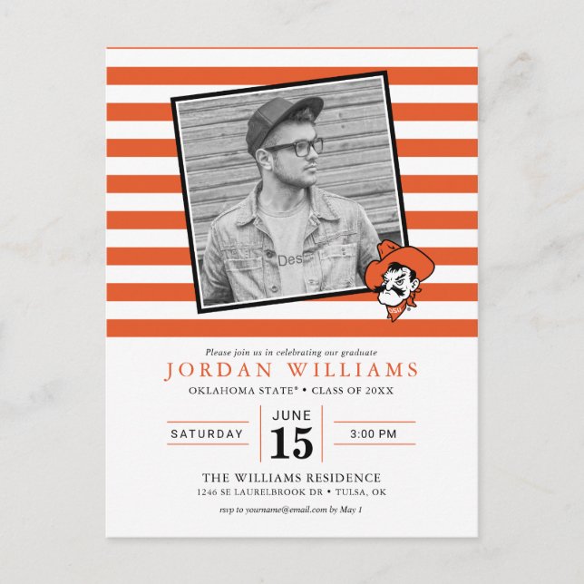OSU Striped Graduation Announcement Postcard (Front)