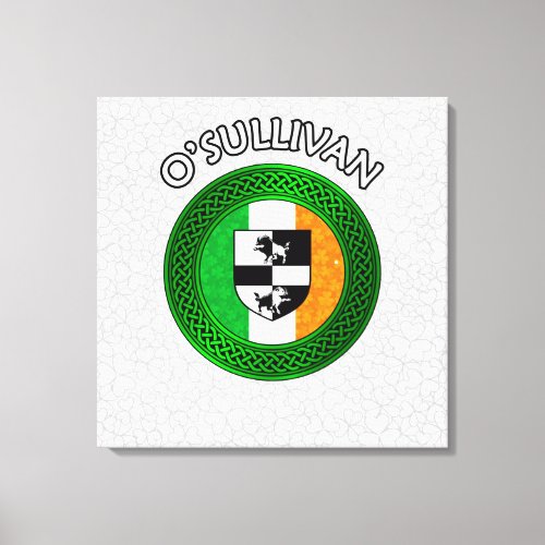 OSullivan Crest  Celtic Knot on Shamrock Canvas 