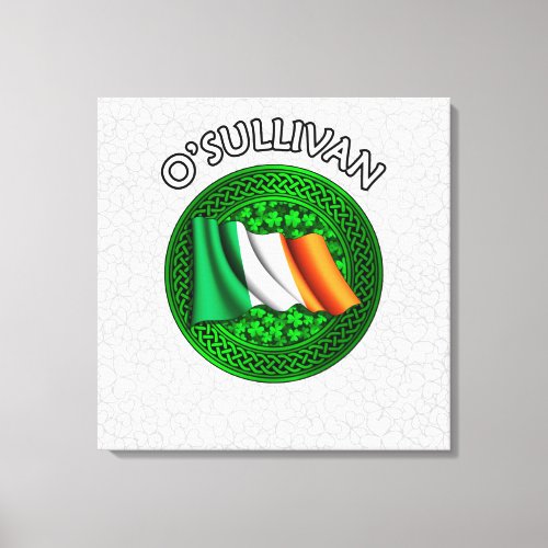 OSullivan Crest  Celtic Knot on Shamrock Canvas Print