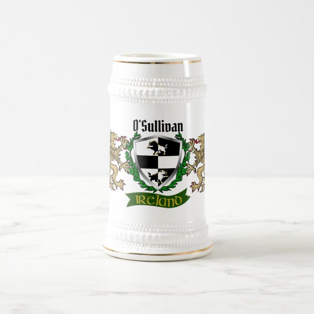 O'Sullivan/Sullivan Irish Shield Personalized Beer Stein (Center)
