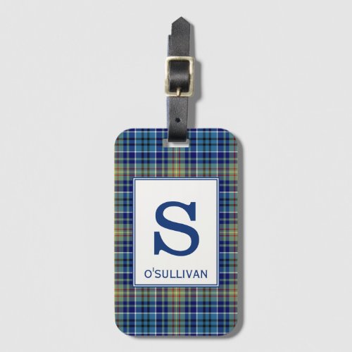 OSullivan Tartan Bright Blue Plaid Pattern Luggage Tag