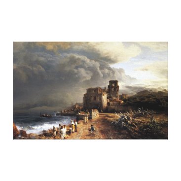 Oswald Achenbach Shaded Seaside Landscape Canvas Print Oswald Achenbach Shaded Seaside Landscape Canvas Print