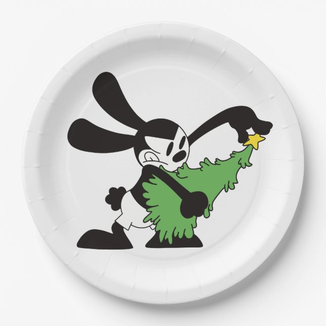 Oswald The Lucky Rabbit Christmas Tree Paper Plates (Front)