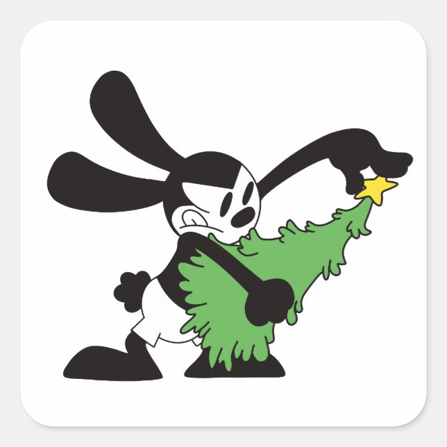 Oswald The Lucky Rabbit Christmas Tree Square Sticker (Front)