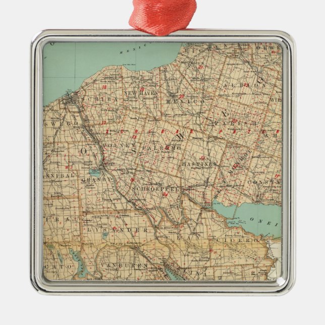 Oswego, Cayuga, Onondaga counties Metal Ornament (Front)
