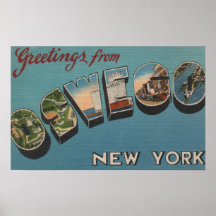Oswego, New York - Large Letter Scenes Poster