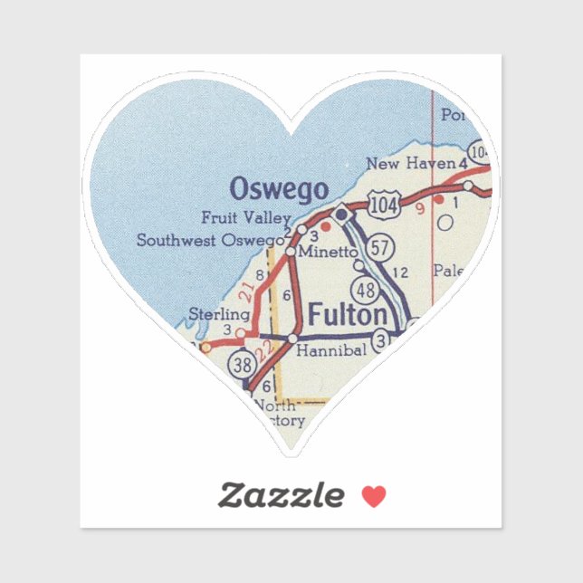 Oswego New York Vintage Map Sticker (Sheet)