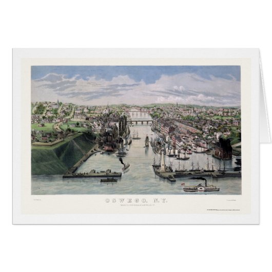 Oswego, NY Panoramic Map - 1855 Cards (Front Horizontal)