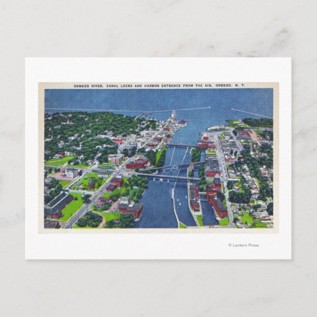 Oswego River, Locks, Harbor Entrance Postcard (Front)