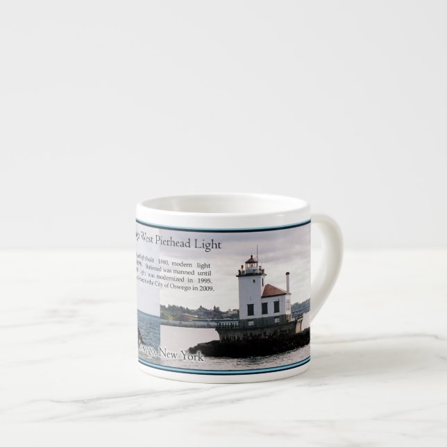 Oswego West Pierhead Light espresso mug (Front Right)