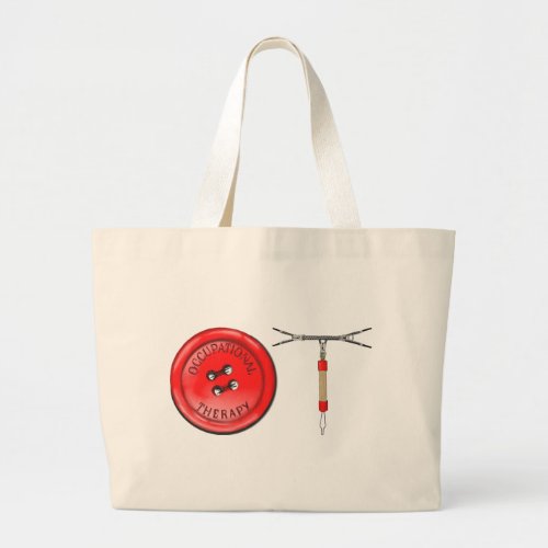 OT Button and Zipper Large Tote Bag