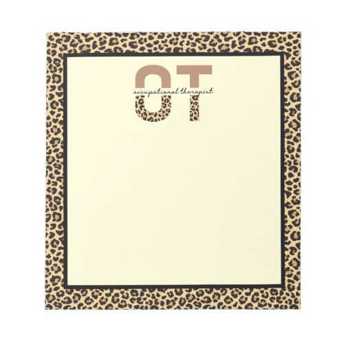 OT Cheetah Print Occupational Therapist Notepad