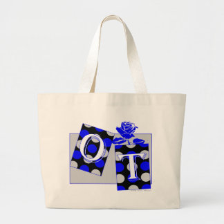 ot letter blocks blue and gray large tote bag