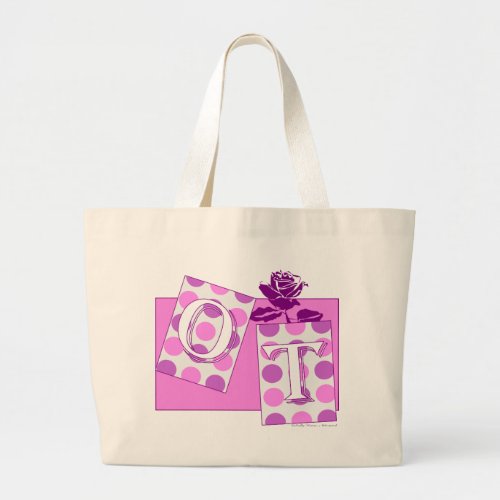 ot letter blocks pink purple large tote bag