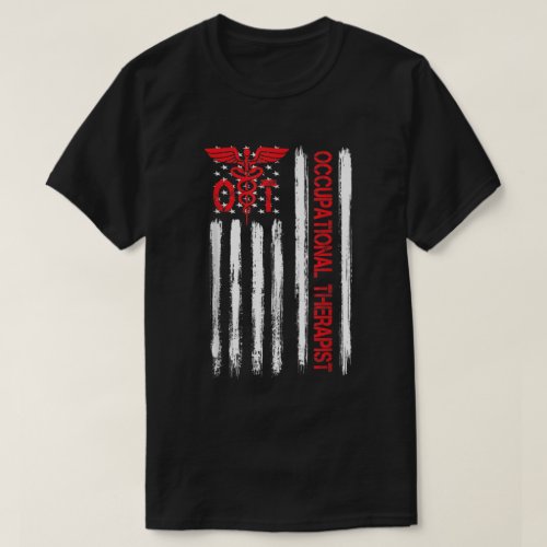 Ot Occupational Therapy American Flag Therapist Mo T_Shirt