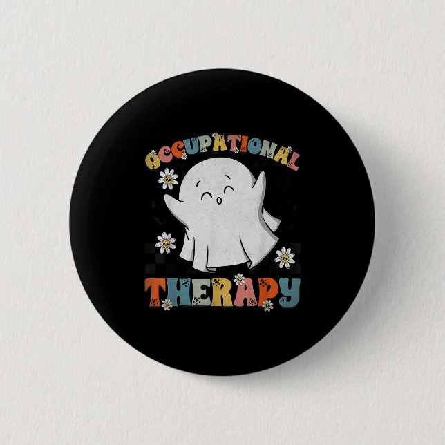Ot Occupational Therapy Halloween Retro Ghost Ot H Button (Front)