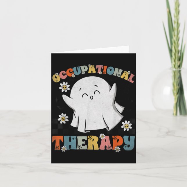 Ot Occupational Therapy Halloween Retro Ghost Ot H Card (Front)