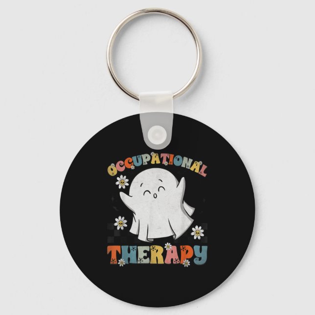 Ot Occupational Therapy Halloween Retro Ghost Ot H Keychain (Front)