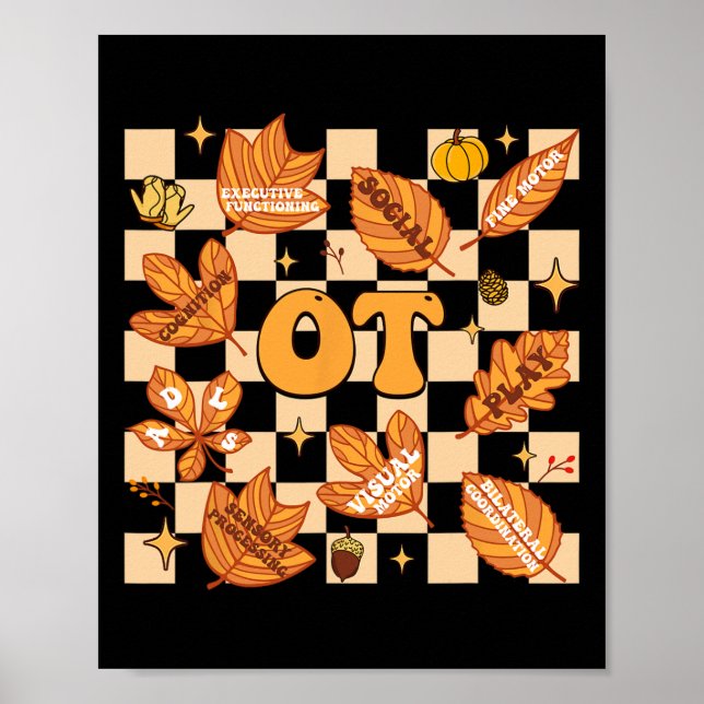 Ot Occupational Therapy Therapist Thanksgiving Fal Poster (Front)