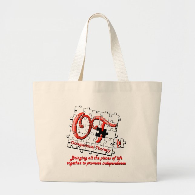 ot puzzle red large tote bag (Front)