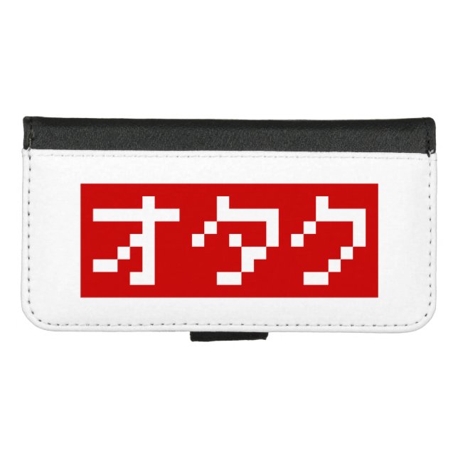 OTAKU 8 Bit Pixel Japanese Katakana BLOCK iPhone Wallet Case (Front (Horizontal))