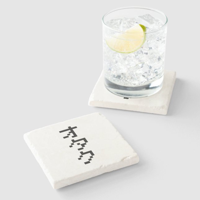 OTAKU 8 Bit Pixel Japanese Katakana Vertical Stone Coaster (Side)