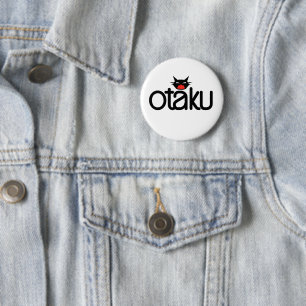 Otaku Cat Funny Slogan Button