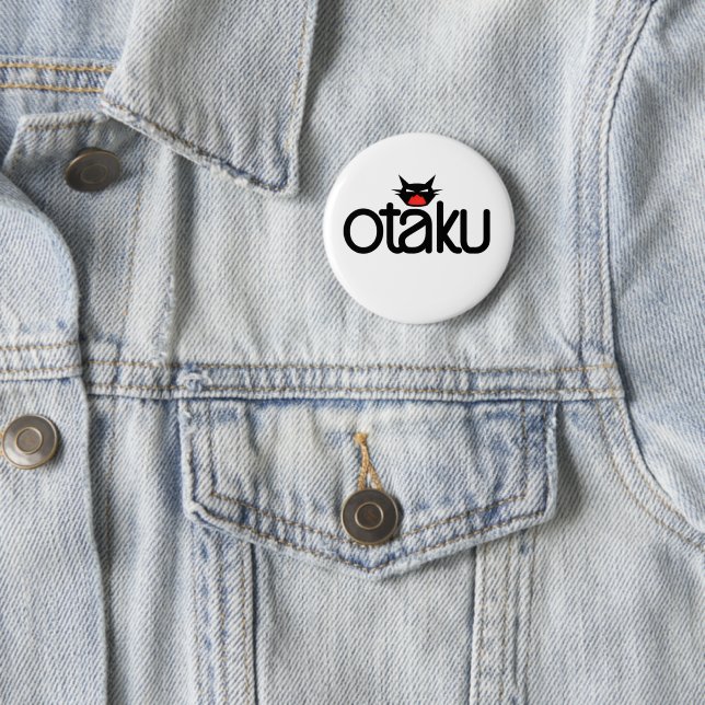 Otaku Cat Funny Slogan Button (In Situ)