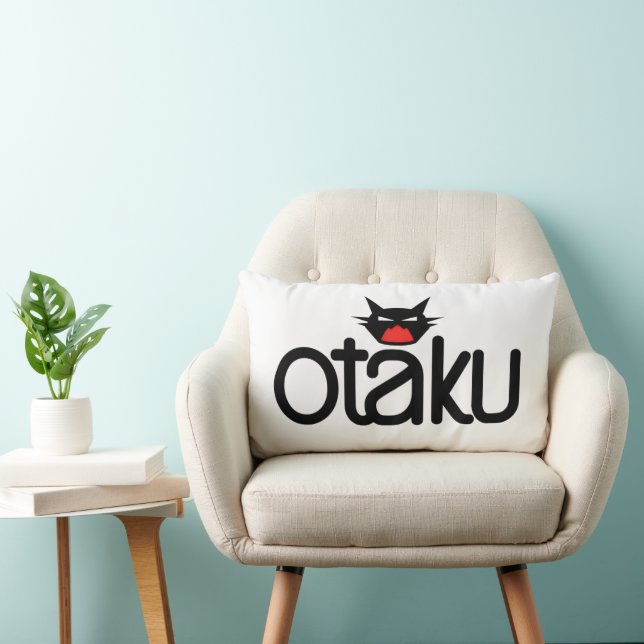 Otaku Cat Funny Slogan Lumbar Pillow (Chair)