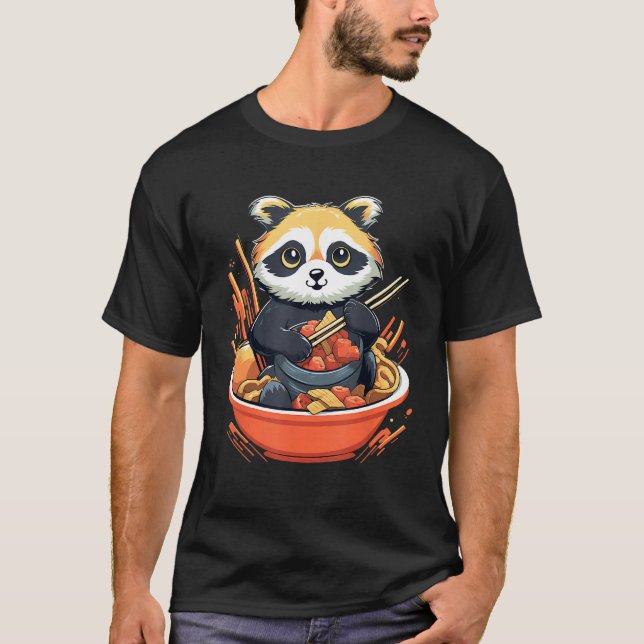 Otaku   Raccoon Eat Japanese Food Ramen Noodles 13 T-Shirt (Front)