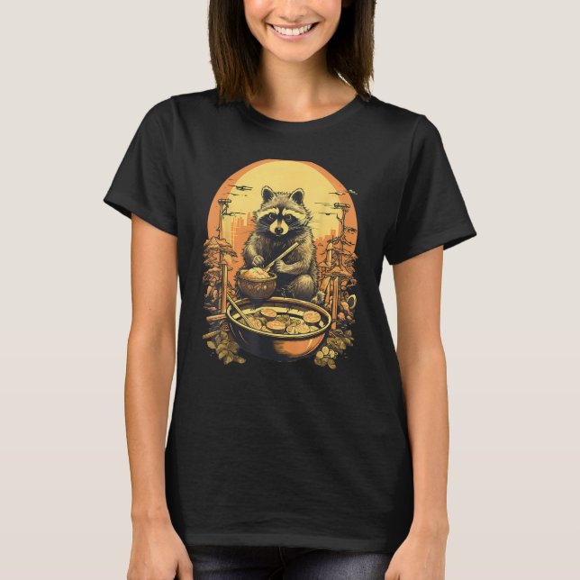 Otaku   Raccoon Eat Japanese Food Ramen Noodles 1 T-Shirt (Front)