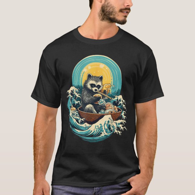 Otaku   Raccoon Eat Japanese Food Ramen Noodles 7 T-Shirt (Front)