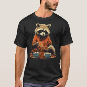 Otaku Raccoon Eat Japanese Food Ramen Noodles T-Shirt