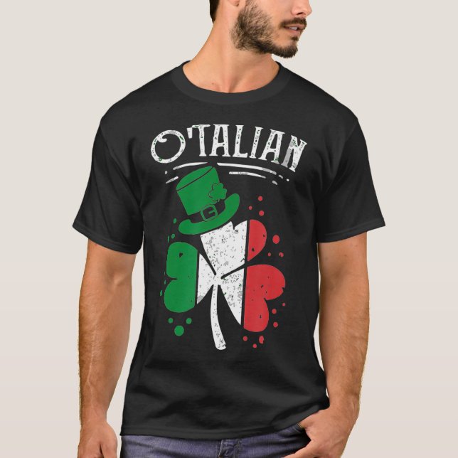 Otalian Funny Italian Irish Relationship St Day T-Shirt (Front)