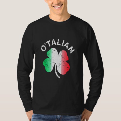 Otalian St Patrick Shamrock Italy Flag  T_Shirt