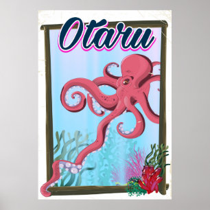 Otaru Japan Squid travel poster
