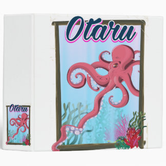 Otaru Japan Squid travel poster 3 Ring Binder