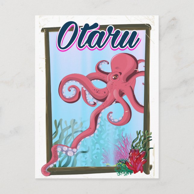 Otaru Japan Squid travel poster Postcard (Front)